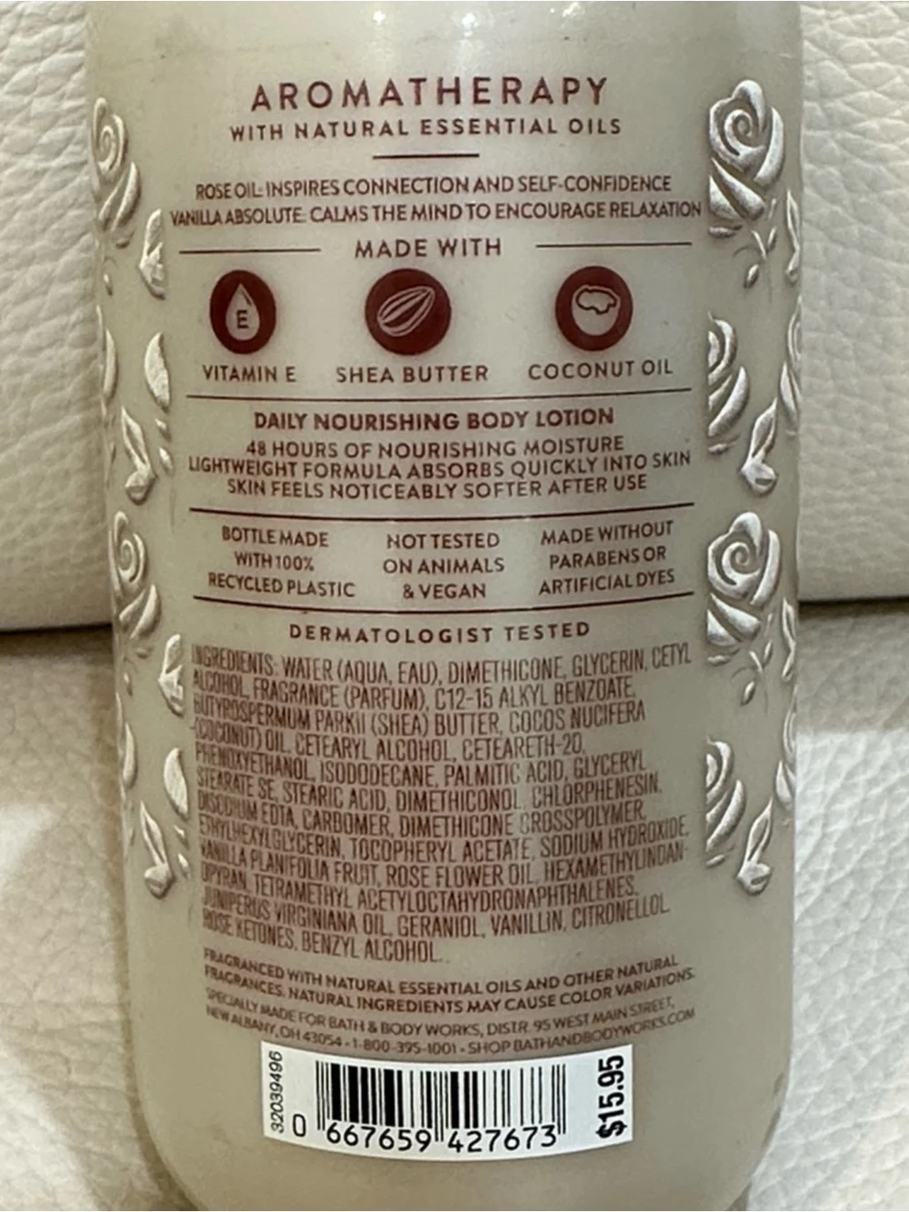 Bath and Body Works Rose Vanilla  Wash, Lotion and Cream 3 Pieces Set Full Size